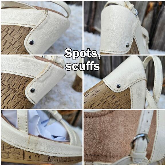 Off White Cage Platform Cork Wedge Heeled Sandals Aerosoles Popularity Size 11 - Picture 9 of 13